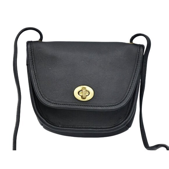 Coach Handbags - Vintage Coach Everett Mini Crossbody Black Leather Purse USA #9934